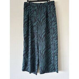 J. Crew Satin Wide Leg Crop Pants Size 10 Zebra Print Chic Fun Workwear